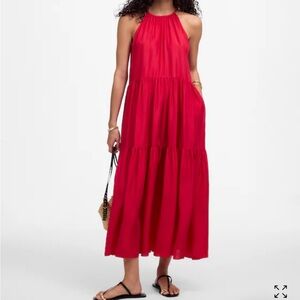 Madewell Watermelon Silk Halter Dress